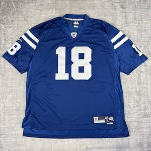 Indianapolis Colts Jersey Mens 2XL Blue Payton Manning #18 Reebok Authentic NFL